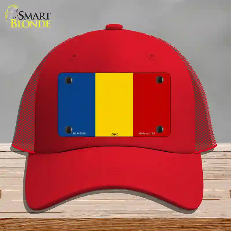 Chad Flag Novelty License Plate Hat Mesh / Red