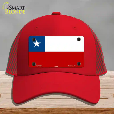 Chile Flag Novelty License Plate Hat Mesh / Red