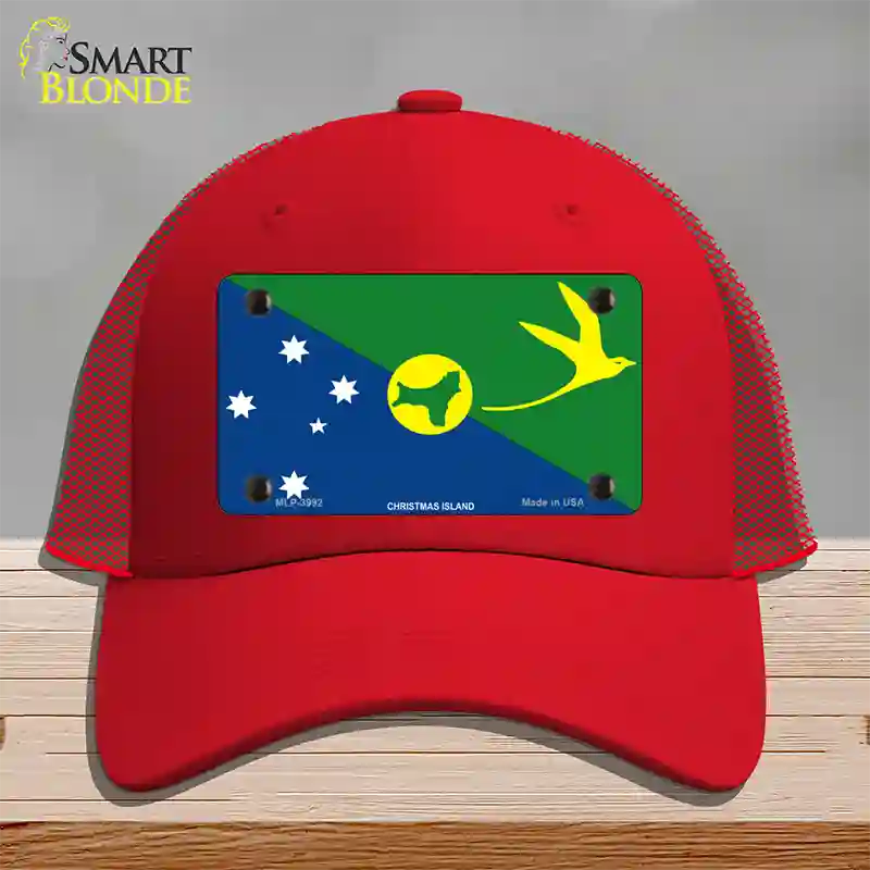 Christmas Island Flag Novelty License Plate Hat Mesh / Red