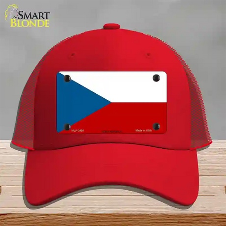 Czech Republic Flag Novelty License Plate Hat Mesh / Red