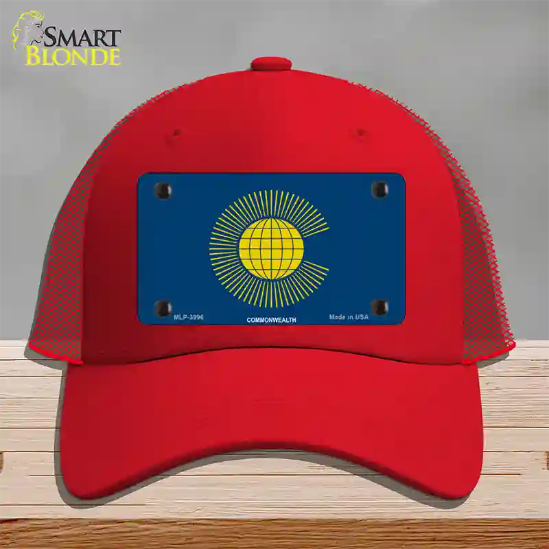 Commonwealth Flag Novelty License Plate Hat Mesh / Red