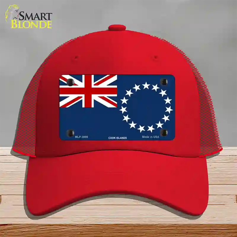 Cook Island Flag Novelty License Plate Hat Mesh / Red