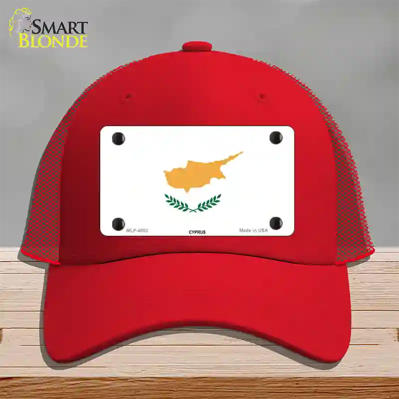 Cyprus Flag Novelty License Plate Hat Mesh / Red