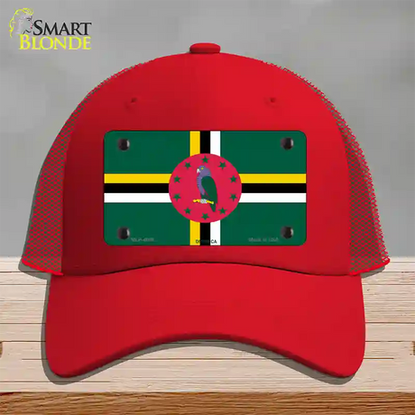 Dominica Flag Novelty License Plate Hat Mesh / Red