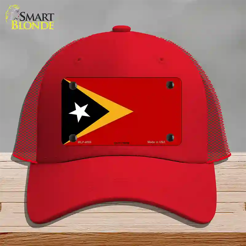 East Timor Flag Novelty License Plate Hat Mesh / Red