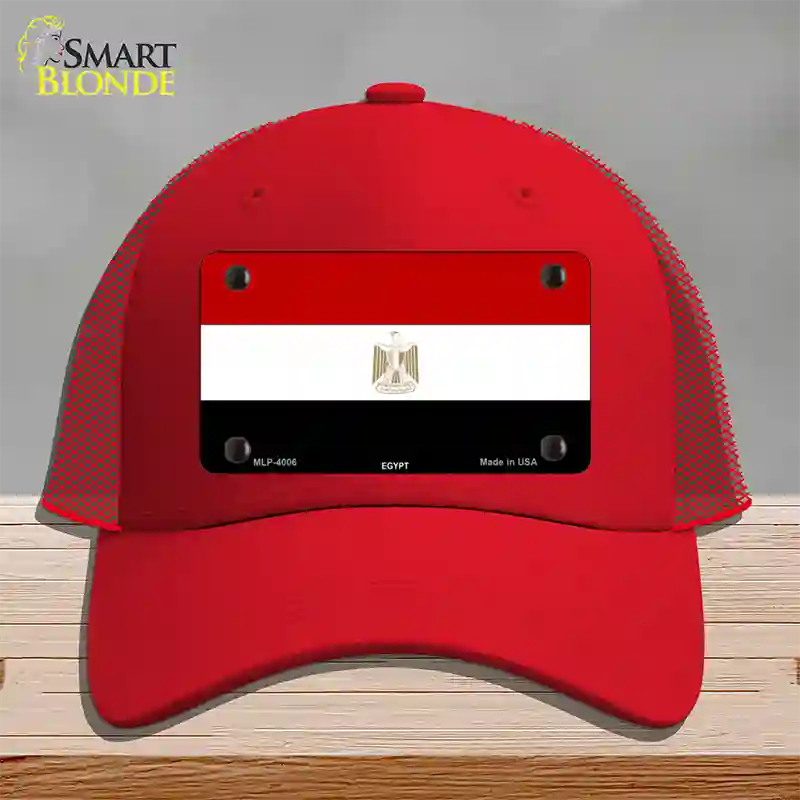 Egypt Flag Novelty License Plate Hat Mesh / Red