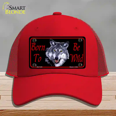 Born To Be Wild Novelty License Plate Hat Mesh / Red