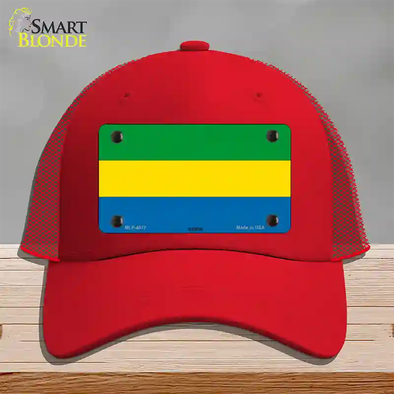 Gabon Flag Novelty License Plate Hat Mesh / Red