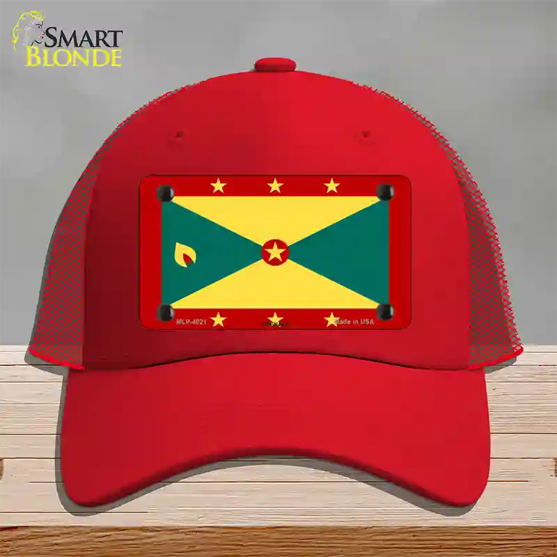 Grenada Flag Novelty License Plate Hat Mesh / Red