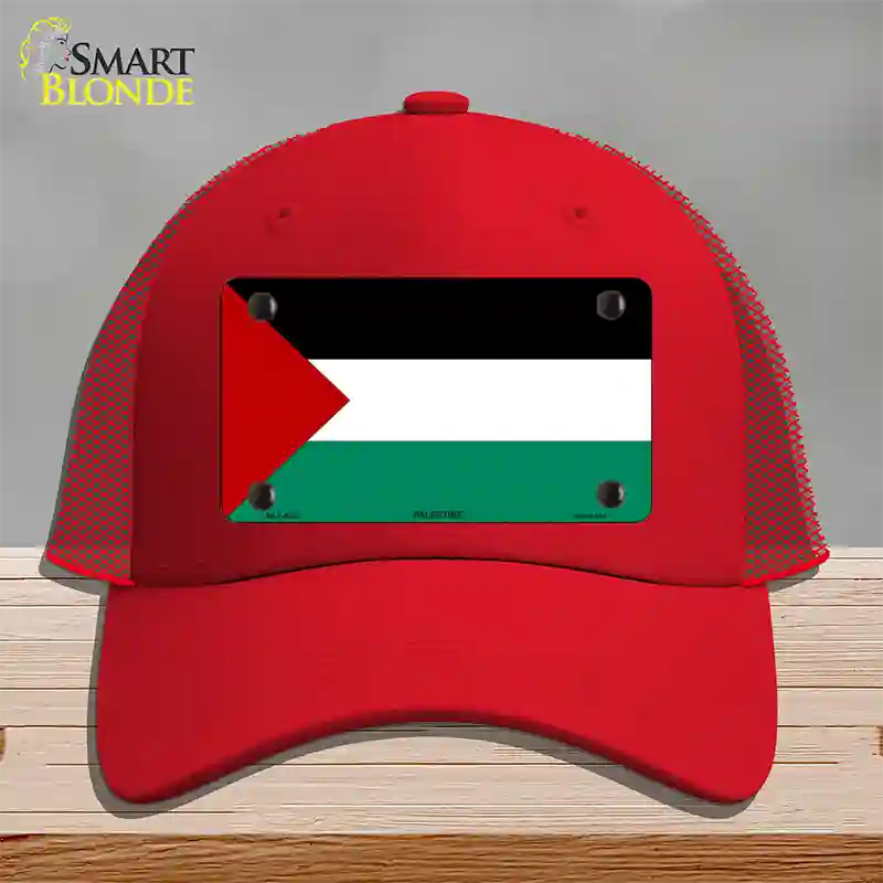 Palestine Country Flag Novelty License Plate Hat Mesh / Red