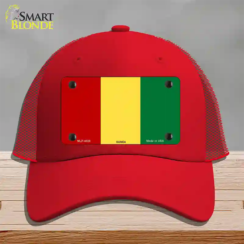 Guinea Flag Novelty License Plate Hat Mesh / Red