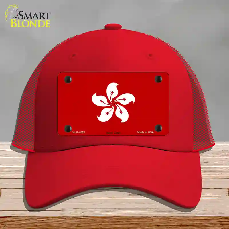 Hong Kong Flag Novelty License Plate Hat Mesh / Red