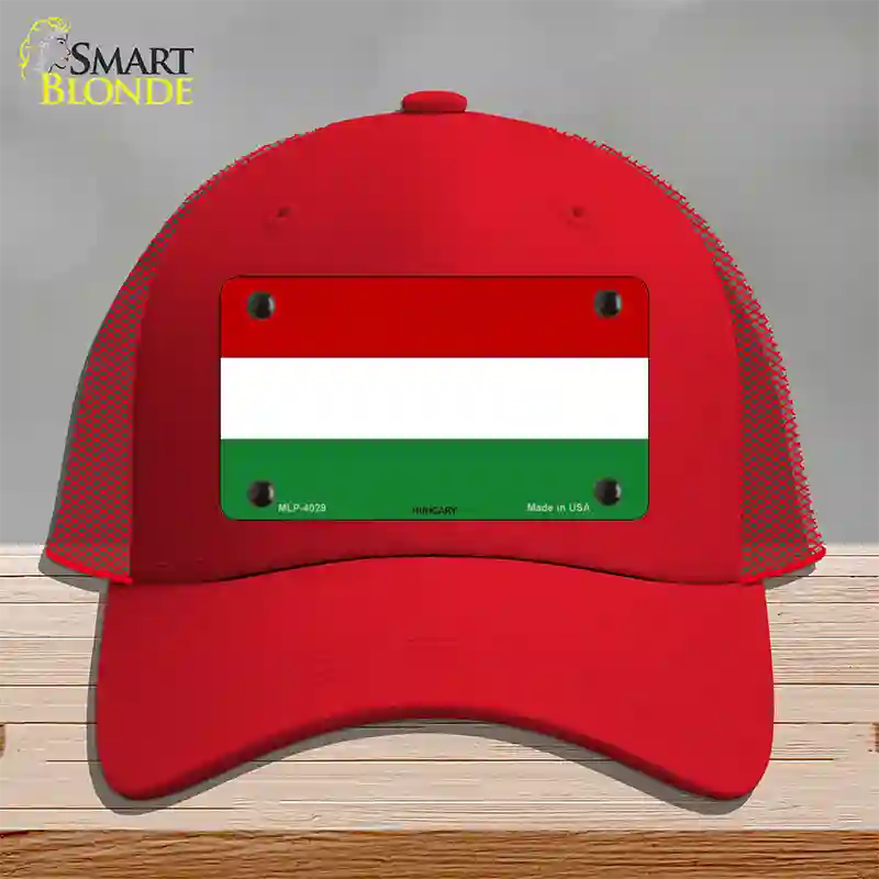 Hungary Flag Novelty License Plate Hat Mesh / Red