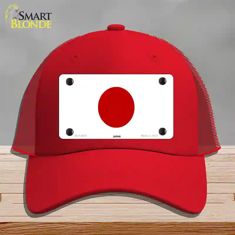 Japan Flag Novelty License Plate Hat Mesh / Red