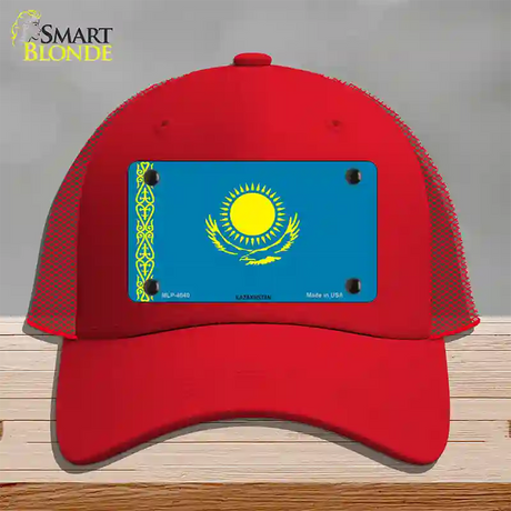 Kazakhstan Flag Novelty License Plate Hat Mesh / Red