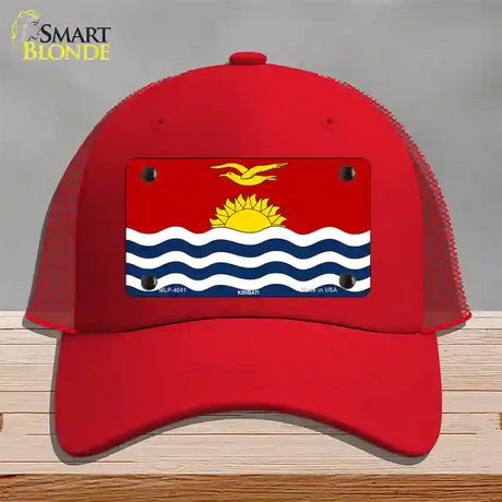 Kiribati Flag Novelty License Plate Hat Mesh / Red