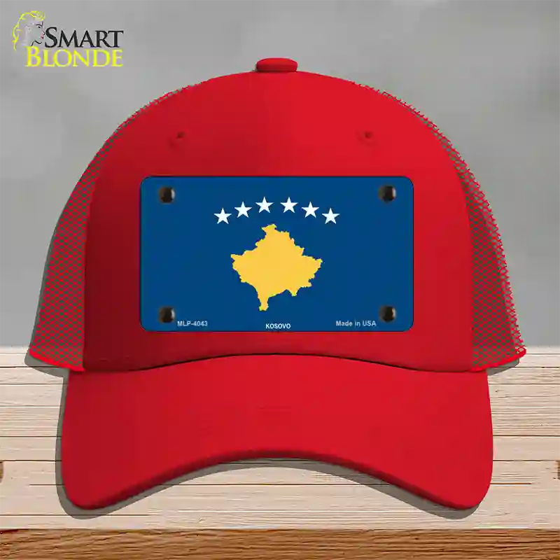 Kosovo Flag Novelty License Plate Hat Mesh / Red