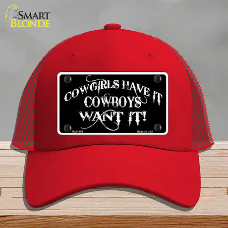 Cowgirls Have It Novelty License Plate Hat Mesh / Red