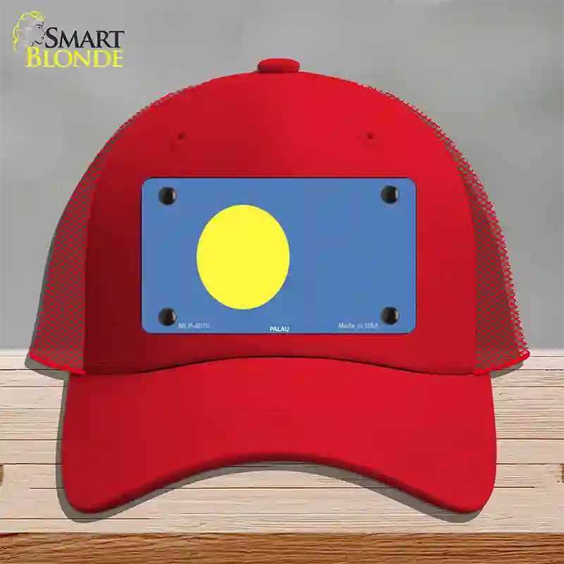 Palau Flag Novelty License Plate Hat Mesh / Red