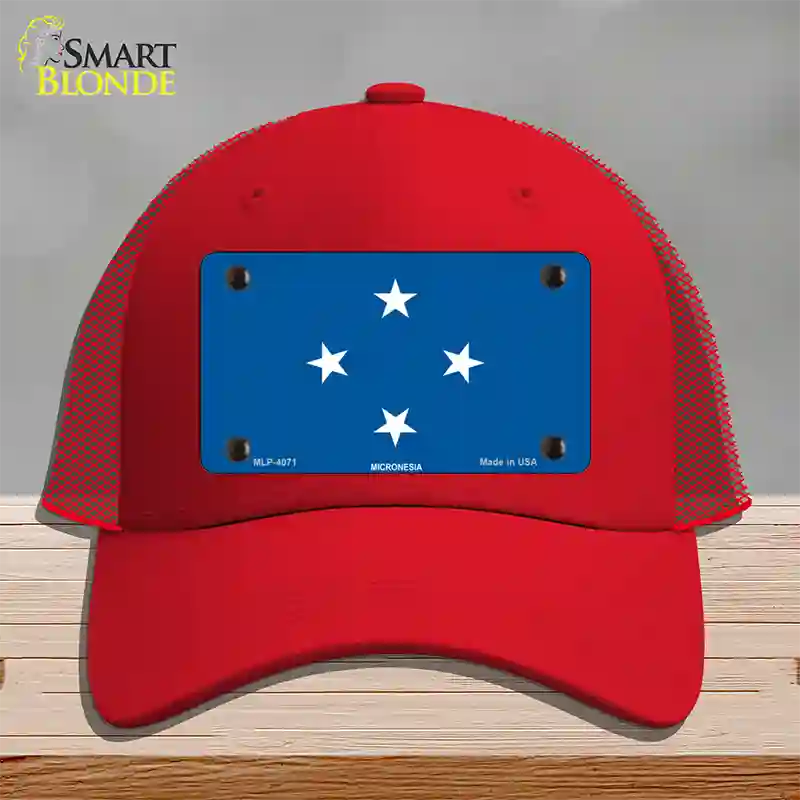 Micronesia Flag Novelty License Plate Hat Mesh / Red