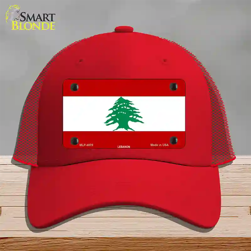 Lebanon Flag Novelty License Plate Hat Mesh / Red