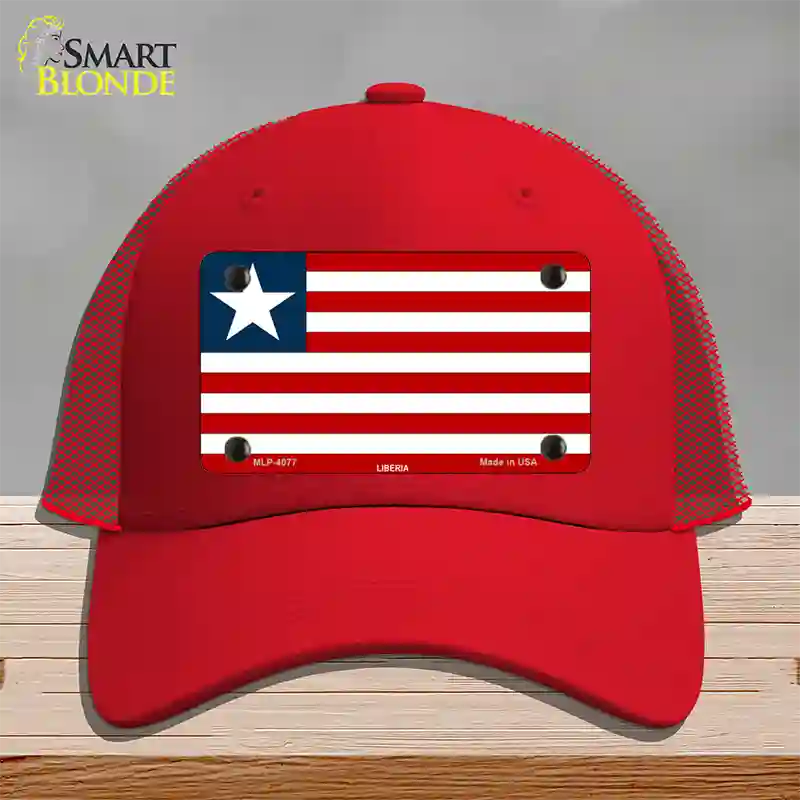 Liberia Flag Novelty License Plate Hat Mesh / Red