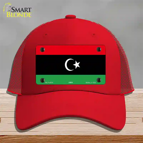 Libya Flag Novelty License Plate Hat Mesh / Red