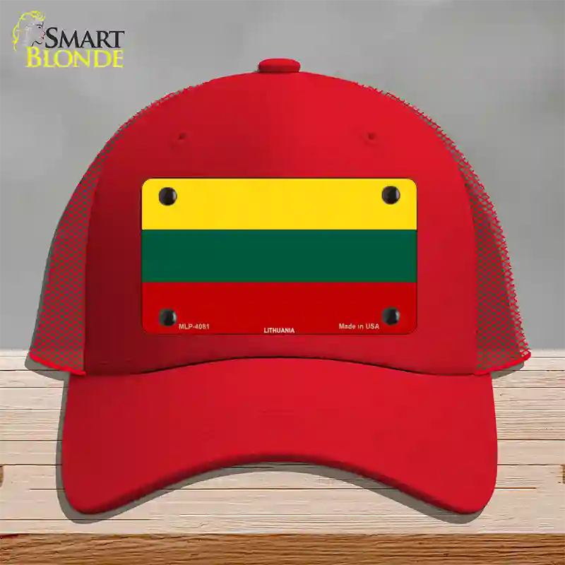 Lithuania Flag Novelty License Plate Hat Mesh / Red