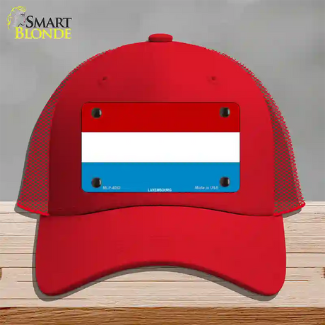 Luxembourg Flag Novelty License Plate Hat Mesh / Red