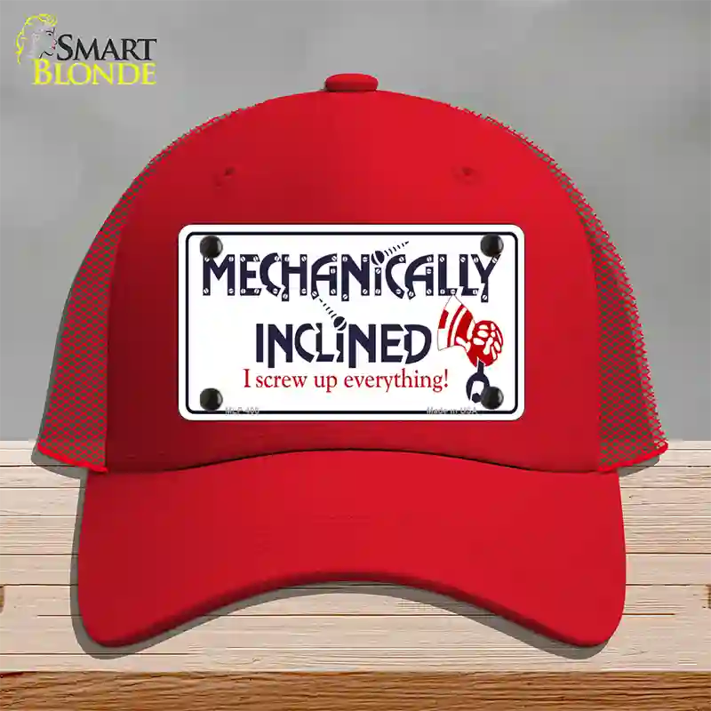 Mechanically Inclined Novelty License Plate Hat Mesh / Red