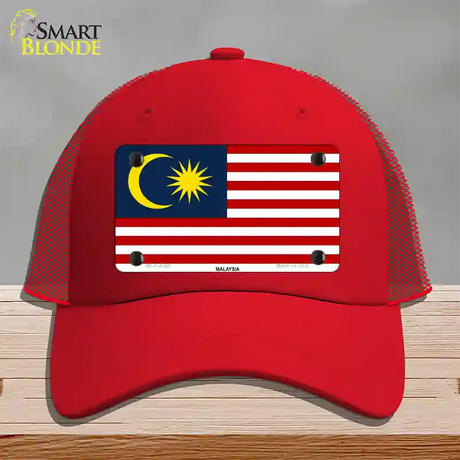 Malaysia Flag Novelty License Plate Hat Mesh / Red