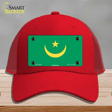 Mauritania Flag Novelty License Plate Hat Mesh / Red