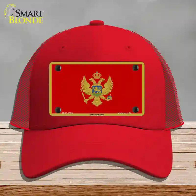 Montenegro Flag Novelty License Plate Hat Mesh / Red