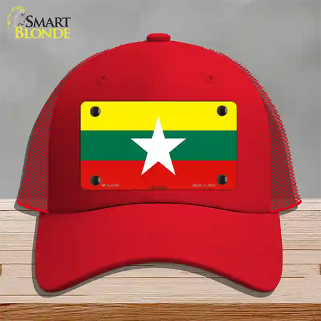 Myanmar Flag Novelty License Plate Hat Mesh / Red