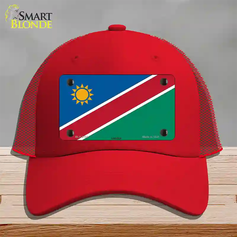 Namibia Flag Novelty License Plate Hat Mesh / Red