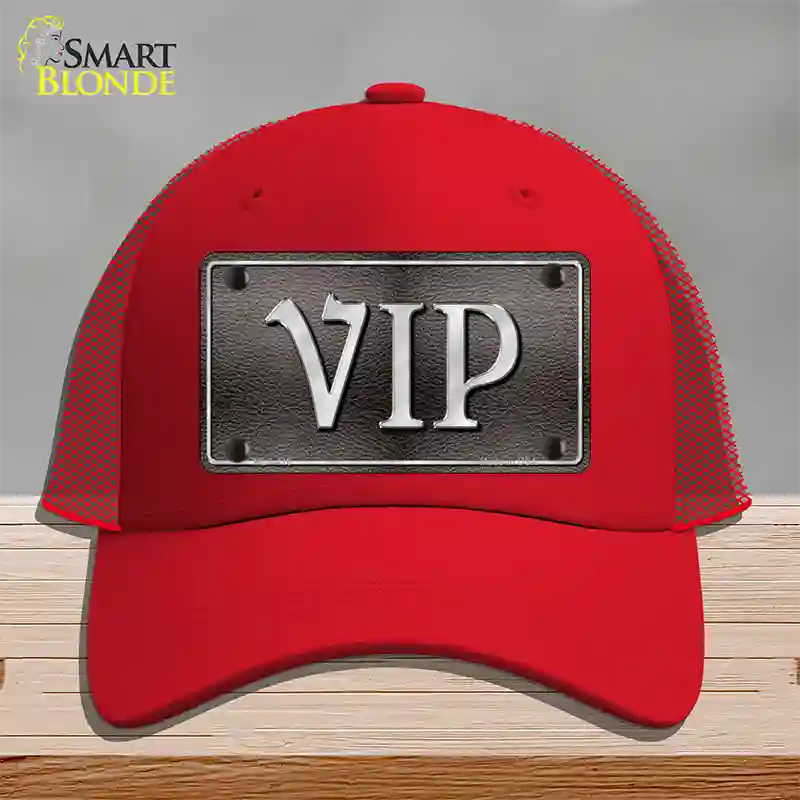 VIP Novelty License Plate Hat Mesh / Red