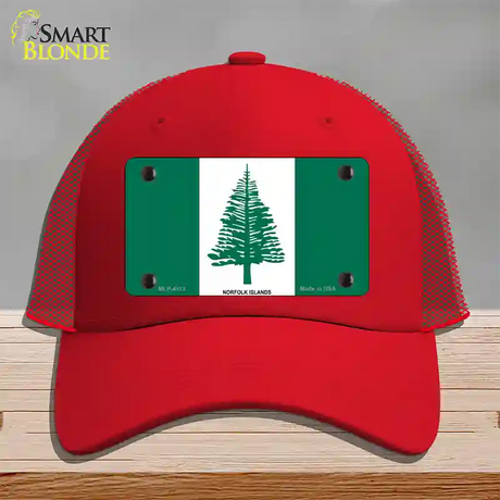 Norfolk Islands Flag Novelty License Plate Hat Mesh / Red