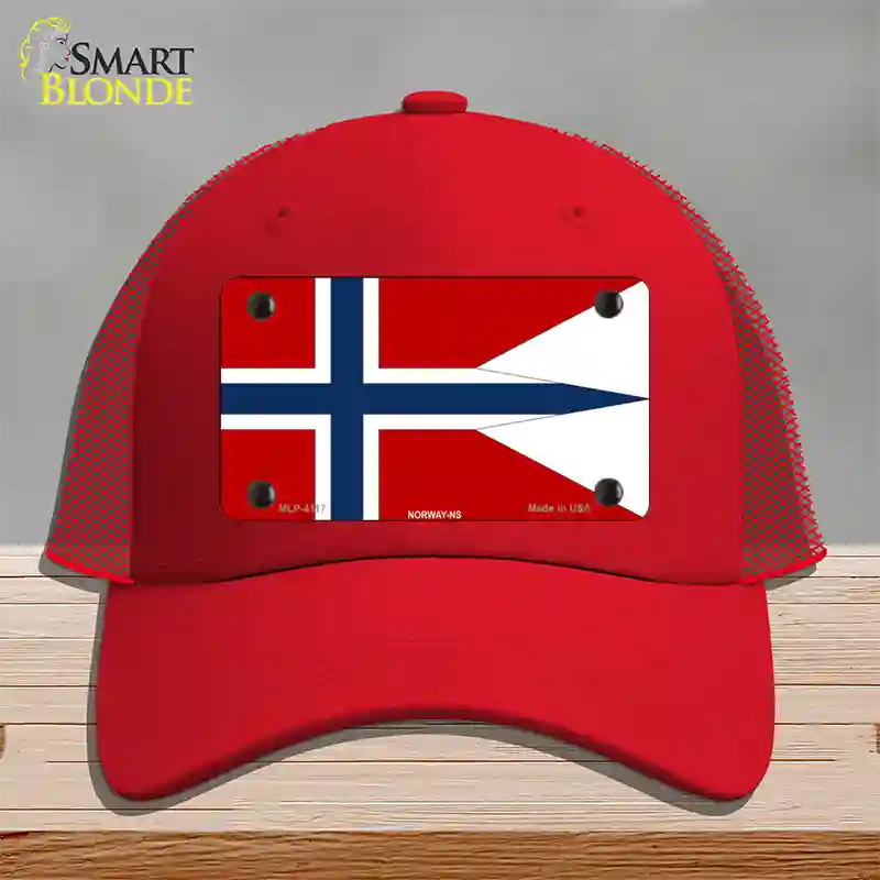 Norway-NS Flag Novelty License Plate Hat Mesh / Red