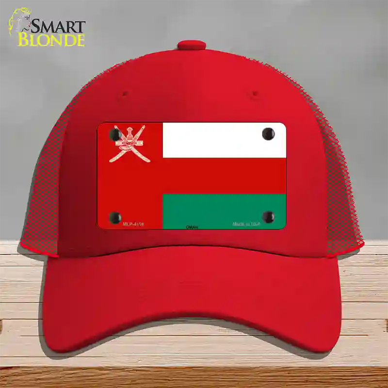 Oman Flag Novelty License Plate Hat Mesh / Red