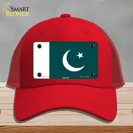 Pakistan Flag Novelty License Plate Hat Mesh / Red