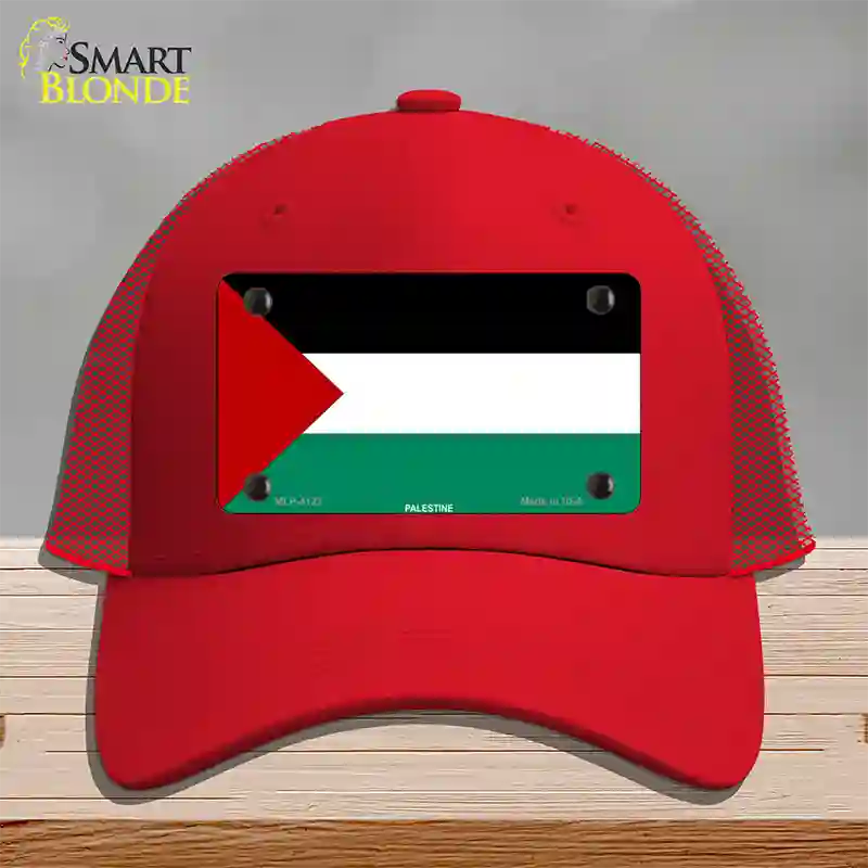 Palestine Flag Novelty License Plate Hat Mesh / Red