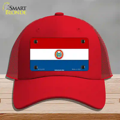 Paraguay-OBV Flag Novelty License Plate Hat Mesh / Red