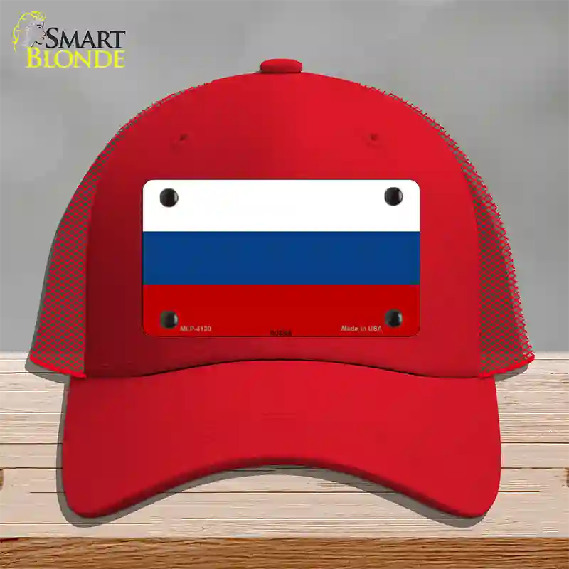 Russia Flag Novelty License Plate Hat Mesh / Red