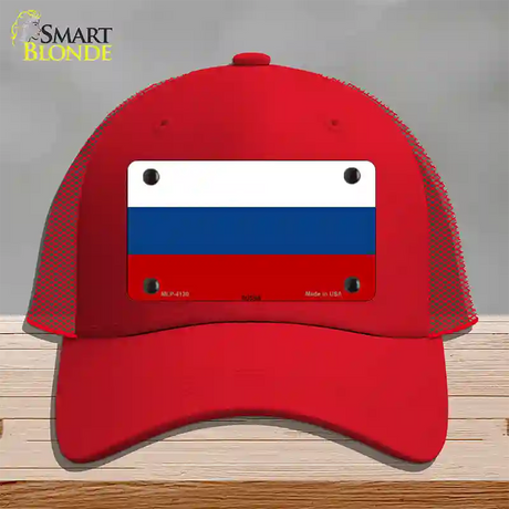 Russia Flag Novelty License Plate Hat Mesh / Red