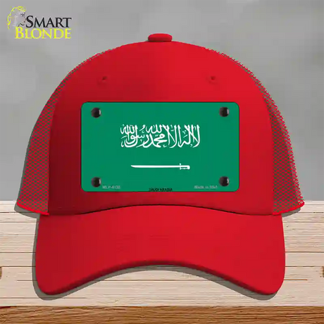 Saudi Arabia Flag Novelty License Plate Hat Mesh / Red