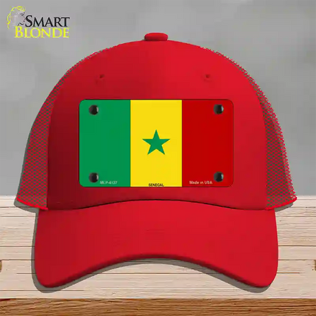 Senegal Flag Novelty License Plate Hat Mesh / Red