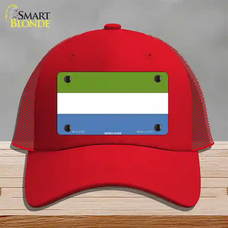 Sierra Leone Flag Novelty License Plate Hat Mesh / Red