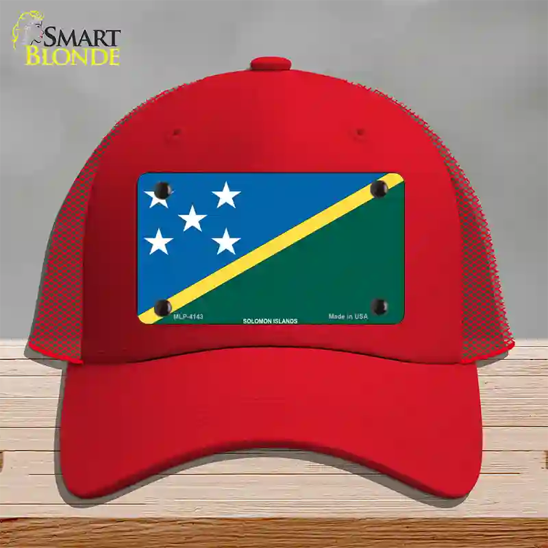 Solomon Islands Flag Novelty License Plate Hat Mesh / Red