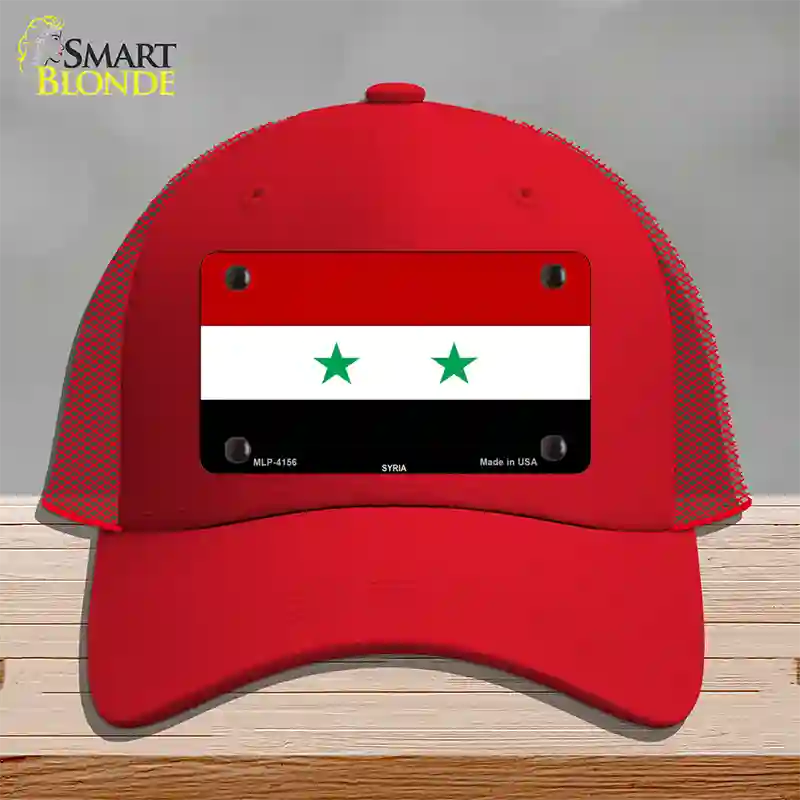 Syria Flag Novelty License Plate Hat Mesh / Red