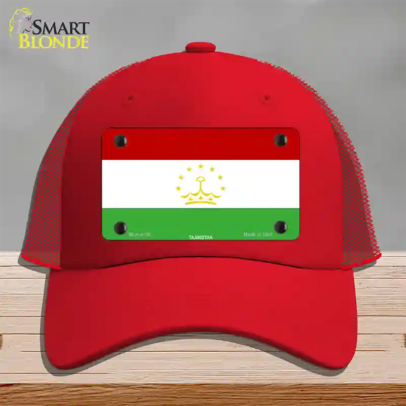 Tajikistan Flag Novelty License Plate Hat Mesh / Red